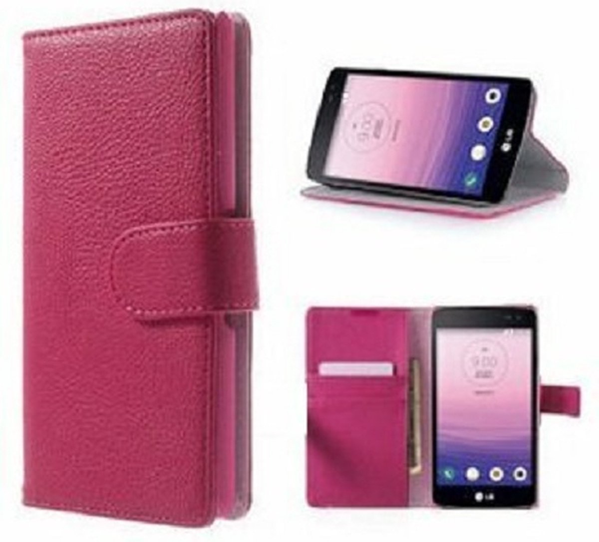 LG Optimus F60 Hoesje Met Pasjeshouder Bookcase Roze
