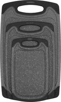 Planches à Planches à découper Krumble - Set de 3 - Avec poignées antidérapantes - 3 pièces - Passe au lave-vaisselle - Ensemble de planches à découper - 3 tailles - Anthracite - Zwart - Plastique