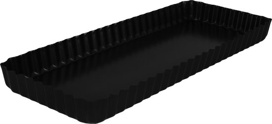 Krumble Bakvorm - Met losse bodem - Rechthoek - Cakevorm - Taartvorm - Quichevorm - Ondiep model - Metaal - 15 x 35 x 3,5 cm - Antraciet