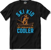 Ski Kid | Skiën - Bier - Winter sport - T-Shirt - Unisex - Zwart - Maat M