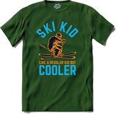 Ski Kid | Skiën - Bier - Winter sport - T-Shirt - Unisex - Bottle Groen - Maat 3XL