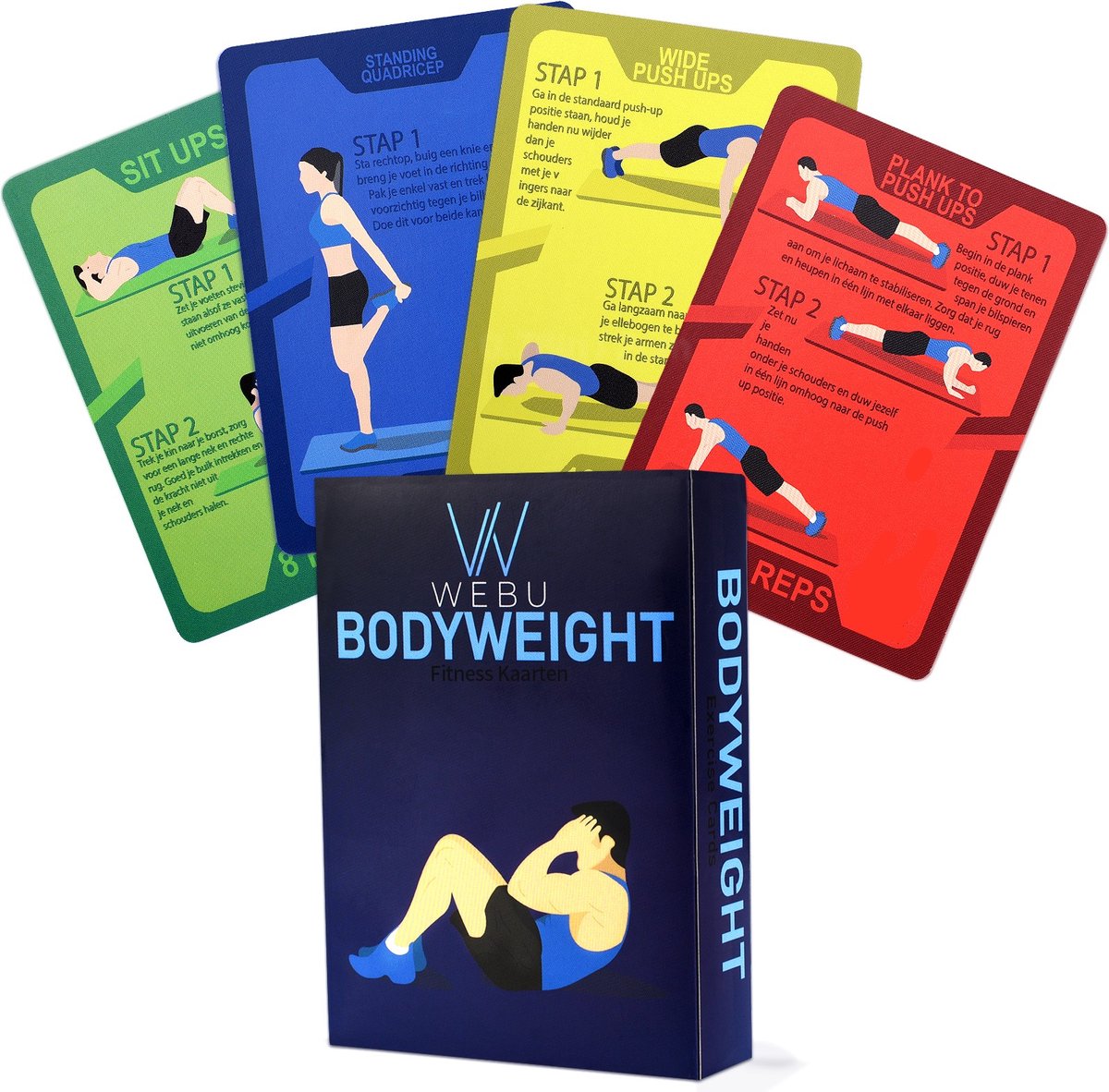 WEBU 51 Bodyweight Workout Kaarten - Fitness – Crossfit - Thuis Sporten – Krachttraining - Yoga - Trainingskaarten