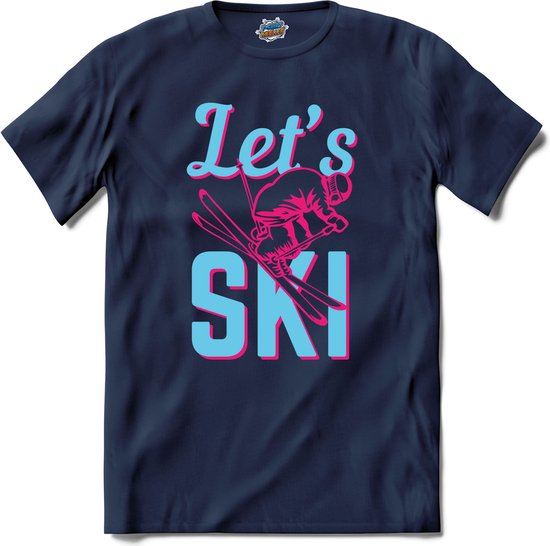 Let's Ski | Skiën - Bier - Winter sport - T-Shirt - Unisex - Navy Blue - Maat 4XL