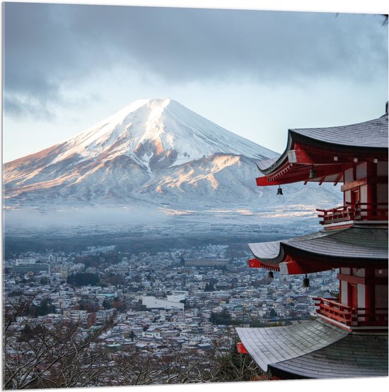 WallClassics - Acrylglas - Hoogste Berg van Japan - Fuji - 100x100 cm Foto op Acrylglas (Met Ophangsysteem)