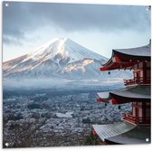WallClassics - Tuinposter – Hoogste Berg van Japan - Fuji - 100x100 cm Foto op Tuinposter (wanddecoratie voor buiten en binnen)