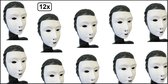12x Grimeermasker wit kalklaag - Masker schilderen carnaval thema feest festival