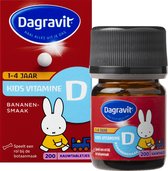 Dagravit Kids Vitamine D - Vitamine D speelt een rol bij de botaanmaak - 200 kauwtabletjes met bananensmaak