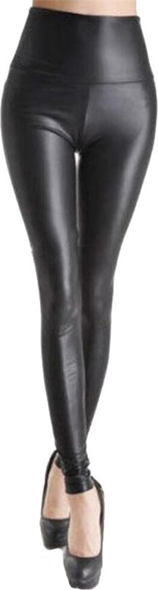 WiseGoods Luxe Latex Legging Dames - Leggings - Sexy Kleren Vrouwen - Party Kleding - Wetlook Broek - Disco Broeken - Zwart - M