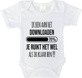 Romper - Ik ben aan het downloaden, je ruikt het wel als ik klaar ben!!! - maat: 86 - korte mouwen - kleur: wit - 1 stuks - rompertje - rompers - rompertjes - baby born - geschenk aankondiging - zwanger - geschenk - geschenk cadeau - cadeau - baby