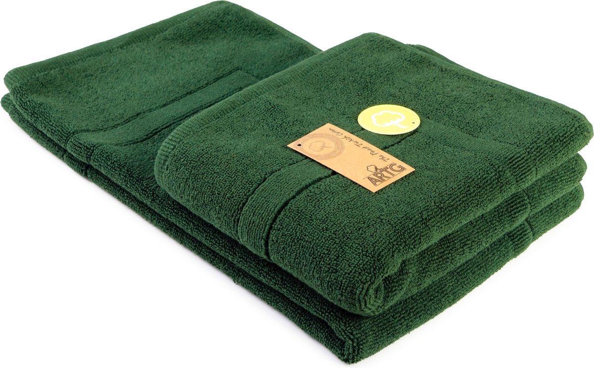 ARTG® Towelzz - Badmat - 100% Katoen - Zware kwaliteit - 50 x 80 cm - Donkergroen - Dark Green