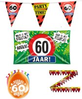 60 jaar versiering pakket - Versiering Verjaardag - Versiering 60 Jaar Verjaardag - Slingers - Gevelvlag- Ballonnen - Afzetlint