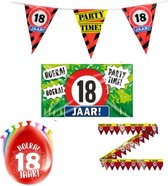 18 jaar versiering pakket - Versiering Verjaardag - Versiering 18 Jaar Verjaardag - Slingers - Gevelvlag- Ballonnen - Afzetlint