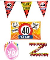 40 jaar versiering pakket - Versiering Verjaardag - Versiering 40 Jaar Verjaardag - Slingers - Gevelvlag- Ballonnen - Afzetlint