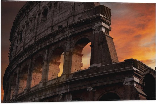 WallClassics - Vlag - het Colloseum monument bij zonsondergang - Rome - 75x50 cm Foto op Polyester Vlag