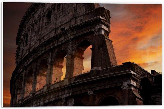 WallClassics - PVC Schuimplaat- het Colloseum monument bij zonsondergang - Rome - 60x40 cm Foto op PVC Schuimplaat