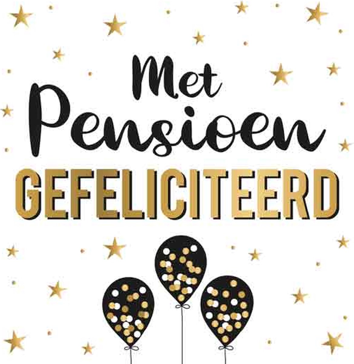 Wenskaart - Daisy - Met pensioen gefeliciteerd - XL Formaat - Ballon Afbeelding - Wit - 23 x 23 CM - Een Stuk