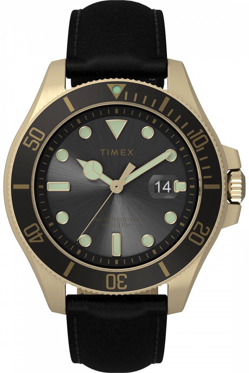 Timex Harborside Coast TW2V42200 Horloge - Leer - Zwart - Ø 44 mm