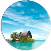 WallClassics - Dibond Muurcirkel - Hotel op het Water - Malediven - 60x60 cm Foto op Aluminium Muurcirkel (met ophangsysteem)