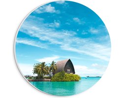 PVC Schuimplaat Muurcirkel - Hotel op het Water - Malediven - 20x20 cm Foto op Muurcirkel (met ophangsysteem)