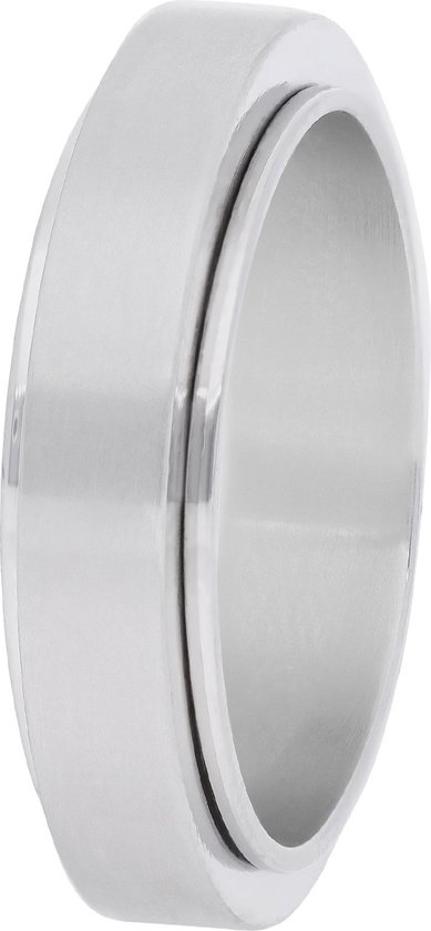 Lucardi Unisex Gerecycled stalen anxiety ring - Ring - Staal - Zilverkleurig - 15 / 47 mm