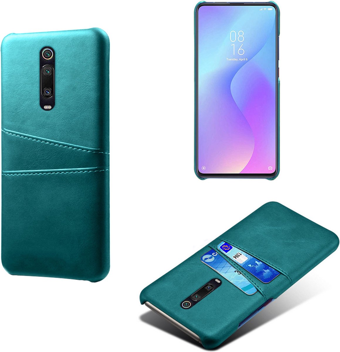 Back Cover met Opbergvakjes + Gehard Glas Screenprotector voor Xiaomi Mi 9T / 9T Pro_ Groen