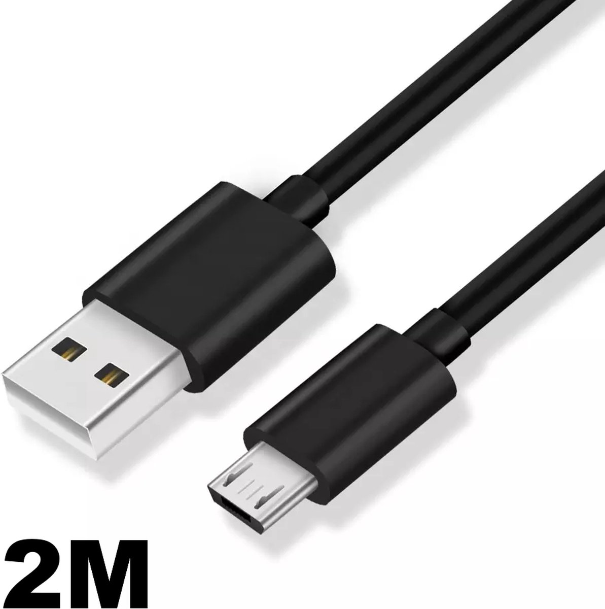 Micro USB Kabel 2 Meter - Ook geschikt Voor Xbox One en Playstation 4 - Micro-USB Oplaadkabel - Zwart