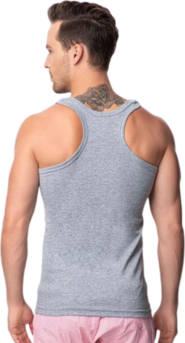 2 Pack heren halterhemd - 100% katoen - Grijs - Maat S