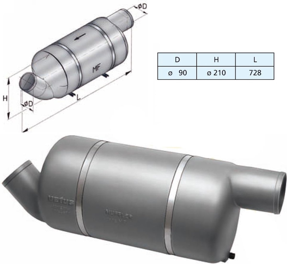 Vetus MF090 Demper met Aftapplug - Type MF - 90mm