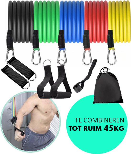 Fit Het Nieuwe Jaar In - Weerstandsbandenset 4 Niveaus Deuranker Handgrepen Draagtas Trainingshandleiding Pull Ups Krachttraining Yoga Pilates