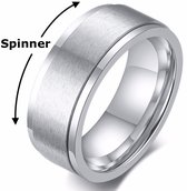 Fidget Ring Zilver kleurig - Anxiety Ring - Fidget Toy Om Je Vinger! - Staal - Ringen Heren Dames - Cadeau voor Man - Mannen Cadeautjes