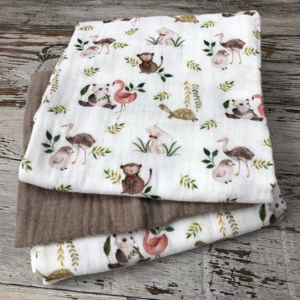 Goedkoopste Hydrofieldoeken - set - dieren - taupe - 60x60cm - 3 stuks