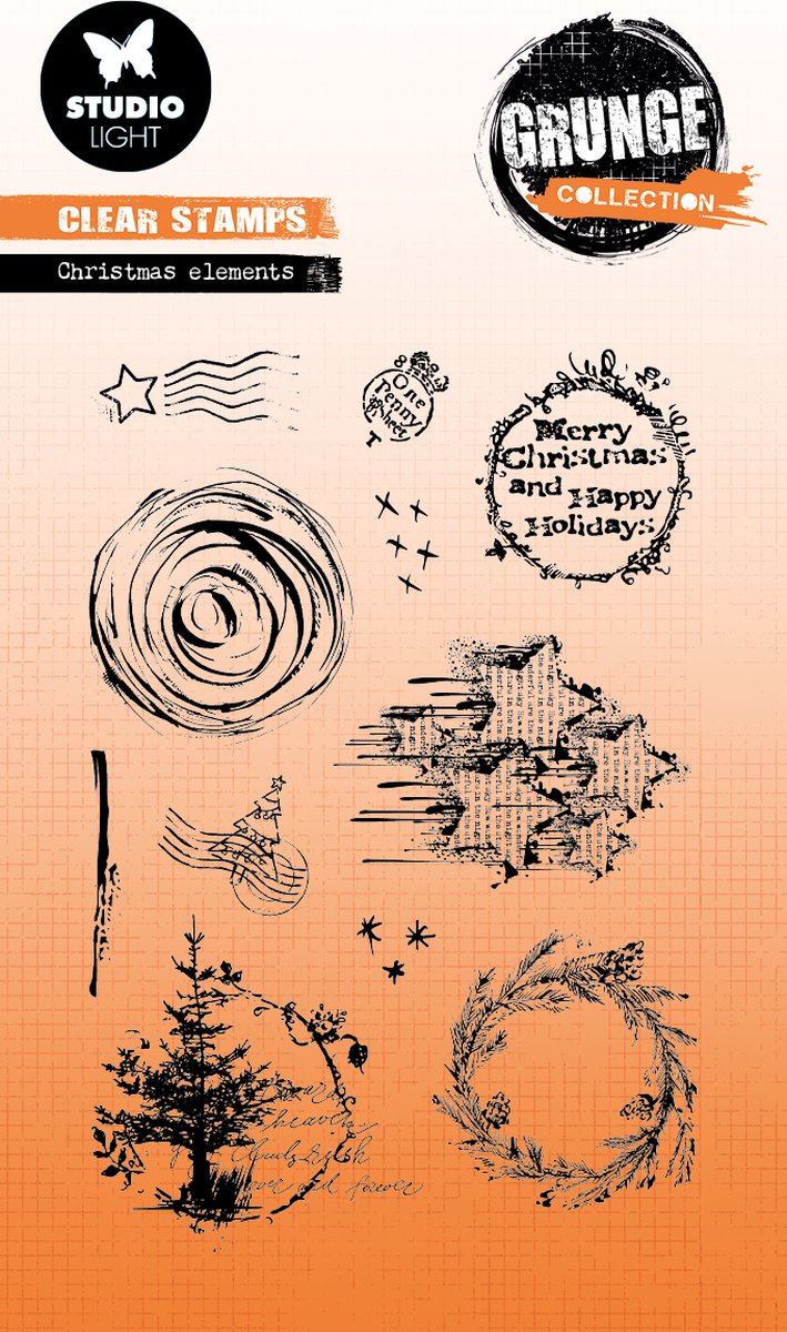 Clear stamps Christmas elements - Grunge collection nr. 316