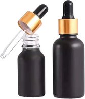 50 ml - zwart glazen Deluxe pipetflesje - druppelflesje - met glazen pipet druppelaar - met zwarte metalen dop - voor etherische olie, aromatherapie, mengsels - flesje - Mat Zwart