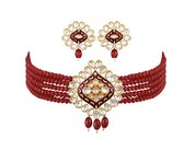N3 Collecties AAA parel choker ketting imitatie sieraden set voor vrouwen (rood)