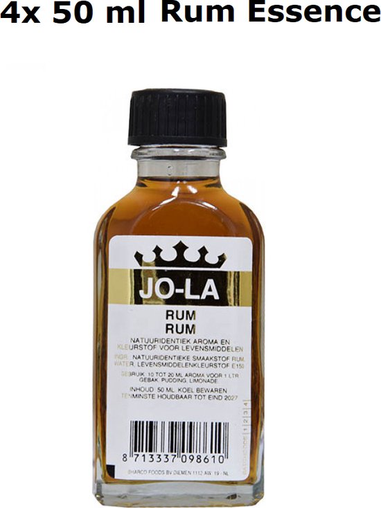 JO-LA Rum - Aroma & Kleur-Smaakstof voor levensmiddelen - per 4 st. x 50 ml verkrijgbaar - JO-LA