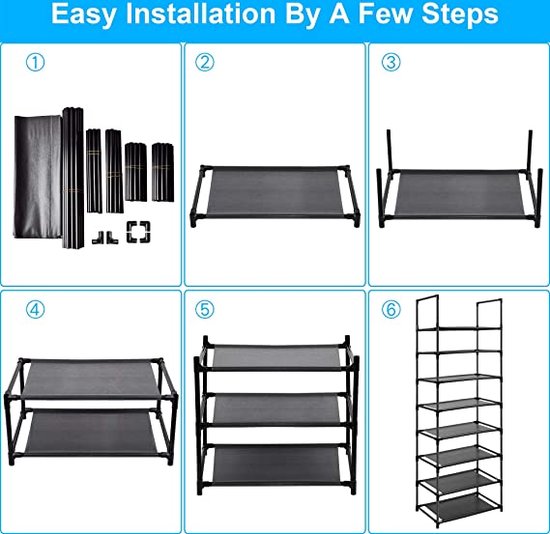 Easyhouse 8 Tier Metal Shoe Rack, Narrow Tall Shelf Organizer for, Bedroom.