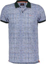 New Zealand Auckland - Polo Dun Fiunary Print Blauw - Modern-fit - Heren Poloshirt Maat XL