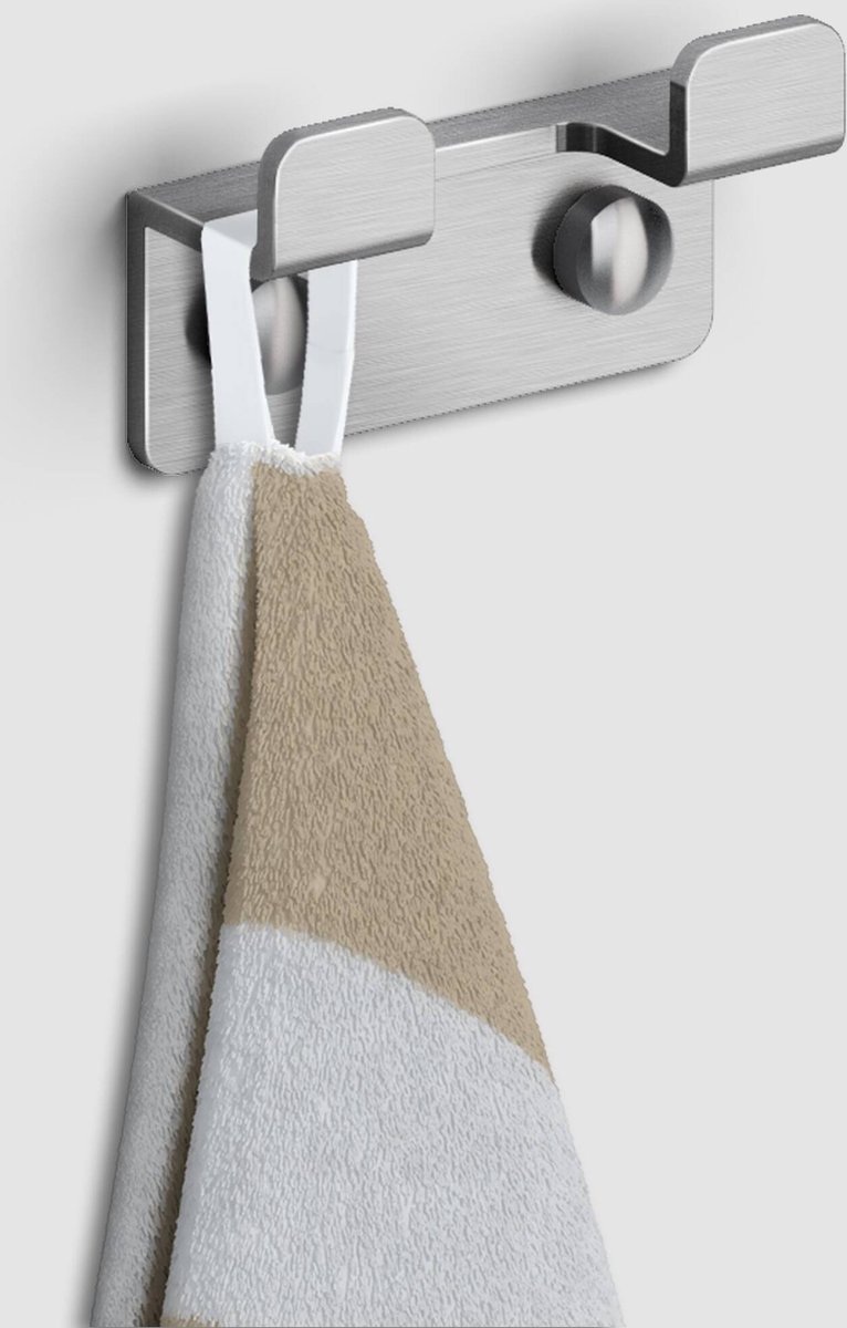 Clou Fold Handdoekhaak dubbel 6,6x2,5x3,7 cm Gebrosteld RVS