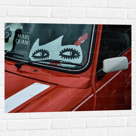 WallClassics - Muursticker - Stickers sur Pare-brise de Voiture Rouge - 80x60 cm Photo sur Muursticker