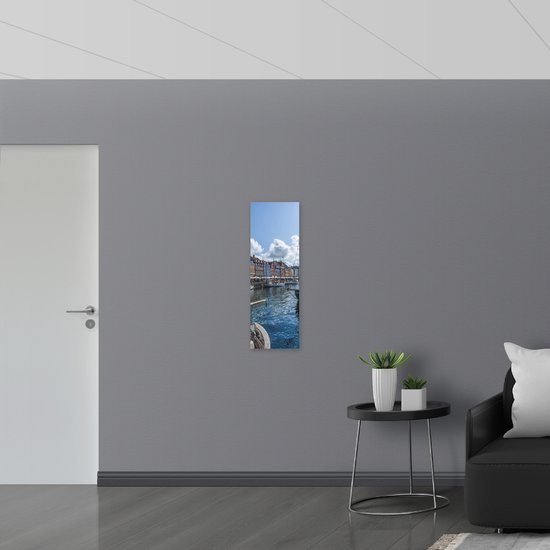 WallClassics - Bois - Navires anciens sur les canaux d' Amsterdam - 30 x 90 cm - Épaisseur 9 mm - Photo sur bois (avec système de suspension)