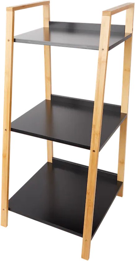 Bamboe rek 3-laags | 34,5 x 36 x 76 cm- zwart/bamboe | bol