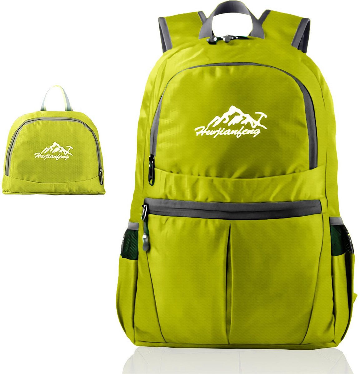 Intirilife Opvouwbare Rugzak Ultralicht in Lime - 36L Unisex Wandelrugzak Waterdicht - Outdoor Daypack voor Kamperen, Wandelen, Reizen, Klimmen, etc.