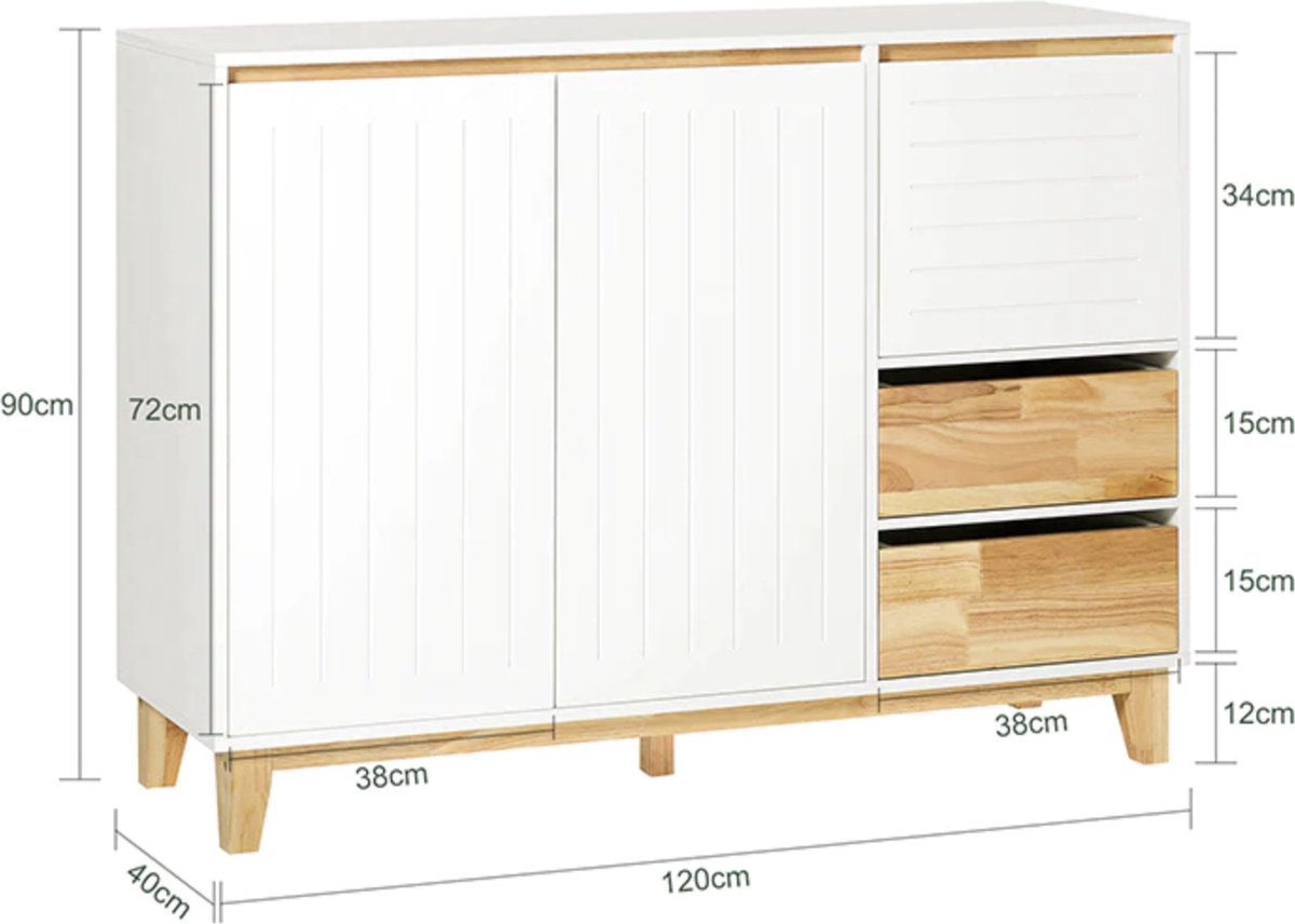 Simpletrade - Keukenkast - Kast - Dressoir - 120x90x40cm - Wit/Naturel
