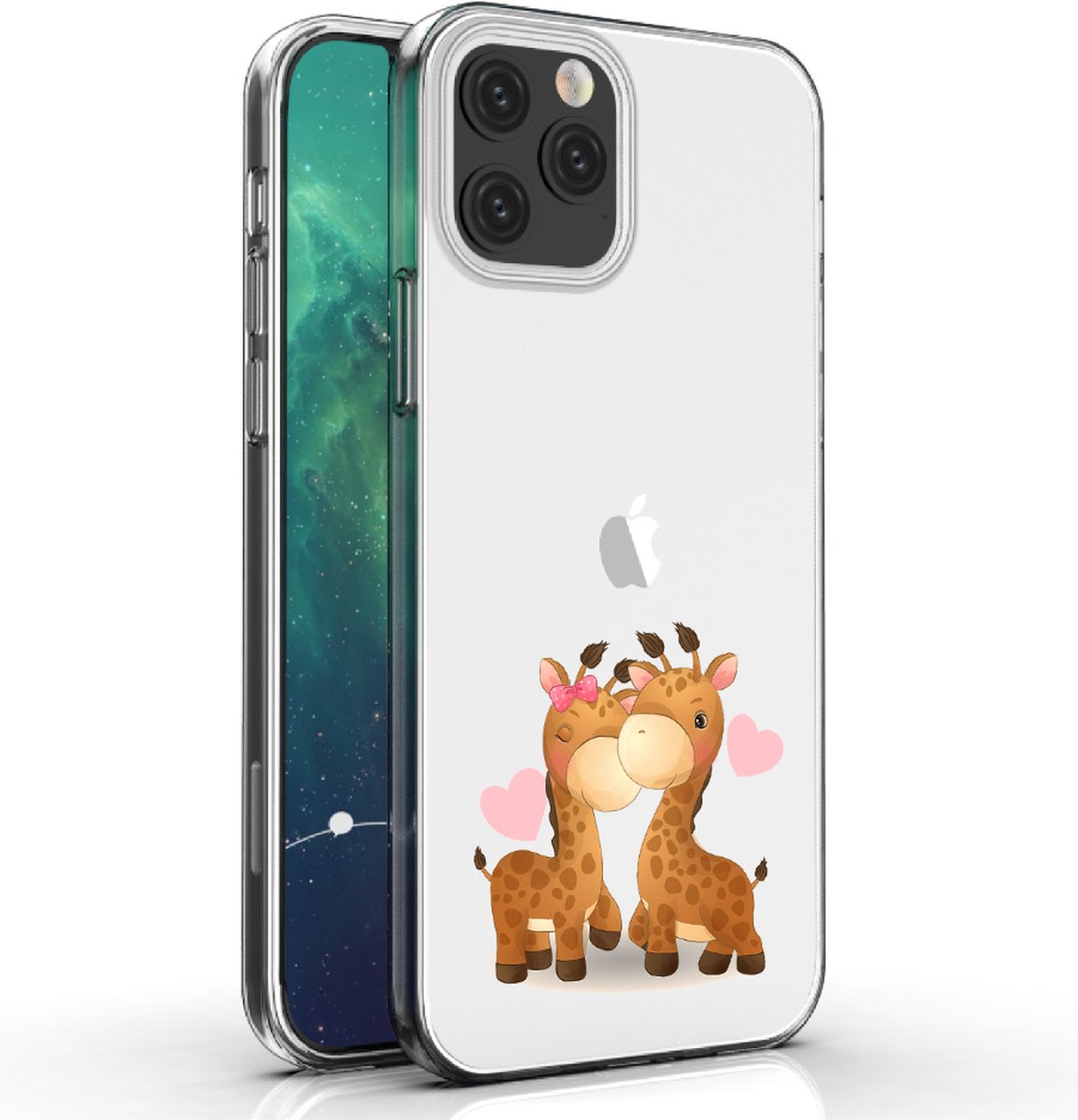 Apple Iphone 12 Mini telefoonhoesje transparant siliconen hoesje - Giraffen