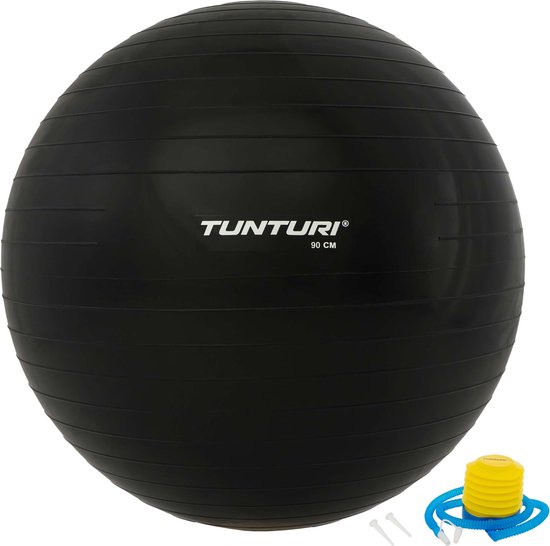 Ballon de fitness Tunturi - Gymball - Ballon suisse - 90 cm - Incl. pompe -  Noir | bol.com
