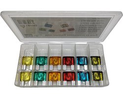Assortiment auto maxi steekzekering set met 20A, 30A, 40A, 50A, 60A en 70A zekeringen toepasbaar voor 12v, 24v en 32v systemen autozekeringen