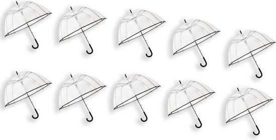 10 Stuks Transparante koepelparaplu 85 cm - doorzichtige paraplu - trouwparaplu - bruidsparaplu - stijlvol - plastic - automatisch - trouwen - bruiloft - trendy - fashionable