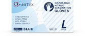 Omnitex Premium 200st. Blauwe Nitrilhandschoenen | Maat L | Poedervrij | Latexvrij | Voedselveilig | EN455 EN374 EN420 | CE & UKCA Cat3-klasse