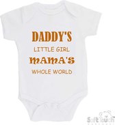 100% katoenen Romper "Daddy's little girl Mama's whole world" Unisex Katoen Wit/tan Maat 56/62