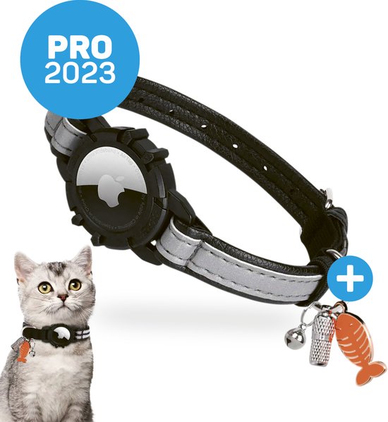 Vulpes Goods® Pets - Kattenhalsband geschikt voor Apple AirTag - Apple Airtag Kattenband Pro - Veilig, lichtgewicht, reflecterend & comfortabel - Anti-kras en Waterbestendig - Incl. 3 accessoires - 19-26 CM - XS